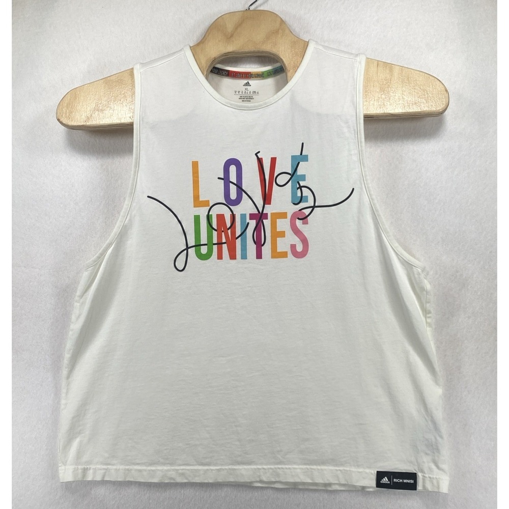 ADIDAS Pride Love Unites Rich Mnisi Graphic Tank Top White Unisex Size XL C35